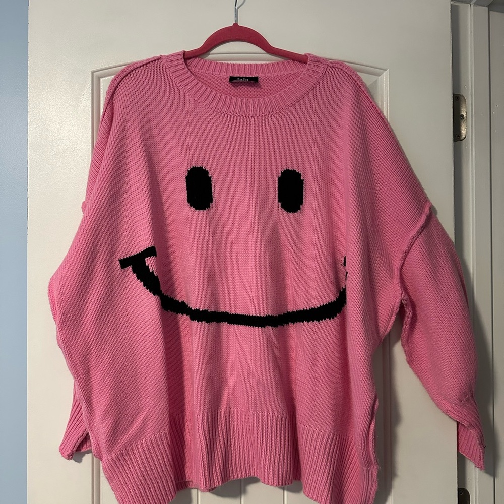 Dressed in LALA Pink Smiley Face Sweater
